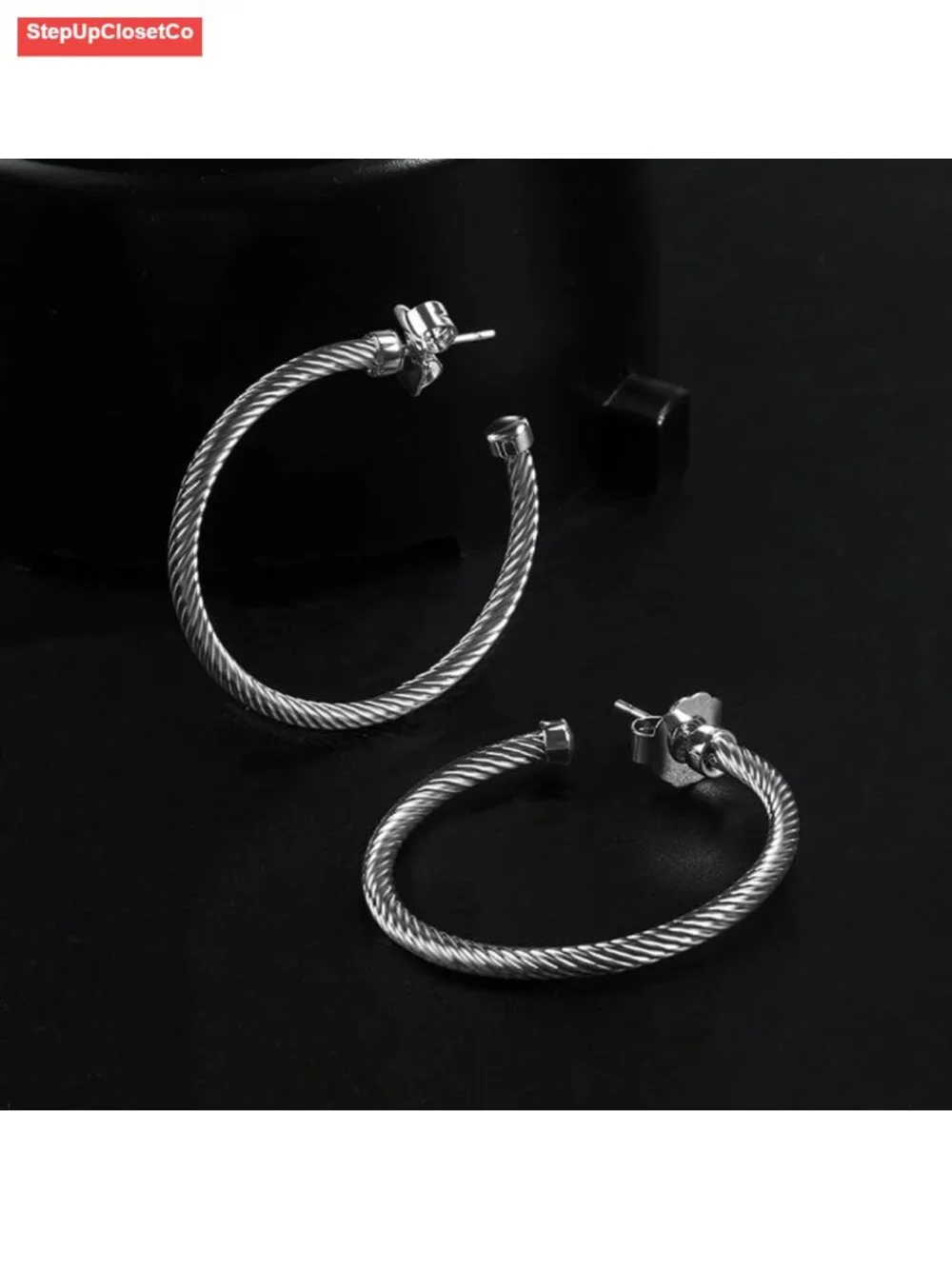18K Gold-plated Half Hoop Earrings Twisted Cable Wire Hoop Earrings for Women